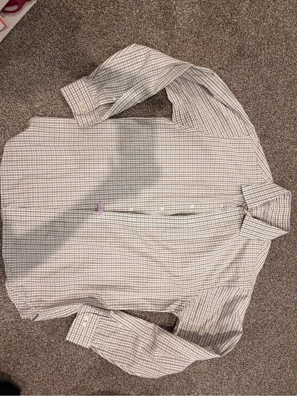 Michael Kors men's Long-Sleeve Button-Down Check Shirt - White & Light Gray